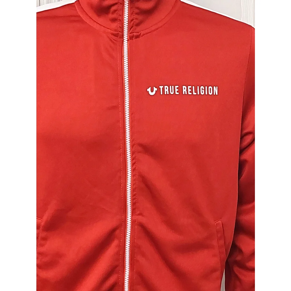 True Religion Brand Jeans Red & White Men's Sport Track Jacket Sz S NWOT
